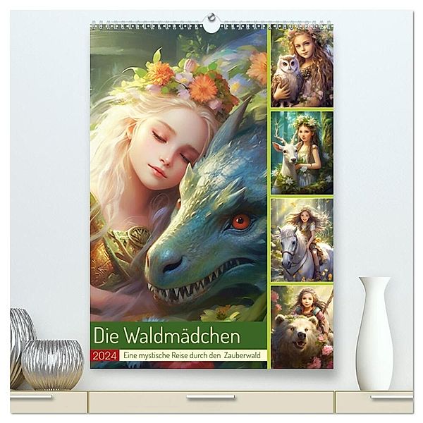 Die Waldmädchen. Eine mystische Reise durch den Zauberwald (hochwertiger Premium Wandkalender 2024 DIN A2 hoch), Kunstdruck in Hochglanz, Rose Hurley