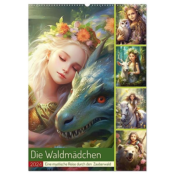 Die Waldmädchen. Eine mystische Reise durch den Zauberwald (Wandkalender 2024 DIN A2 hoch), CALVENDO Monatskalender, Rose Hurley