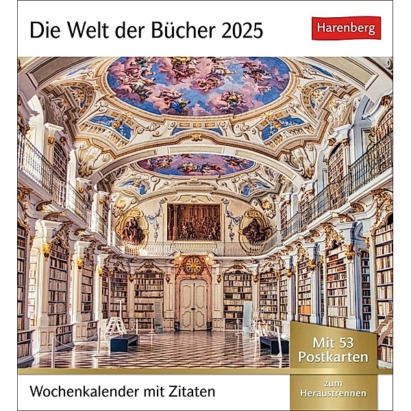 Die Welt der Bücher Postkartenkalender 2025 - Wochenkalender mit 53 Literaturpostkarten