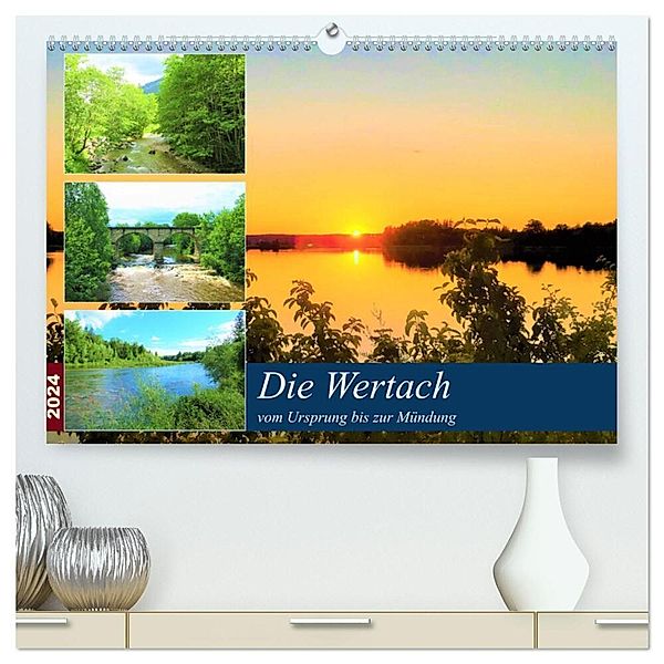 Die Wertach - vom Ursprung bis zur Mündung (hochwertiger Premium Wandkalender 2024 DIN A2 quer), Kunstdruck in Hochglanz, Martin Gillner