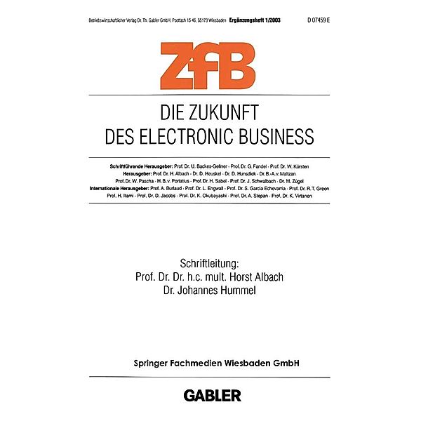 Die Zukunft des Electronic Business / ZfB Special Issue