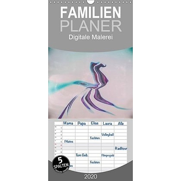Digitale Malerei / Geburtstagskalender - Familienplaner hoch (Wandkalender 2020 , 21 cm x 45 cm, hoch), Gabi Hampe