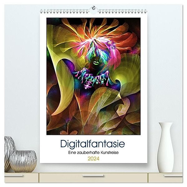 Digitalfantasie (hochwertiger Premium Wandkalender 2024 DIN A2 hoch), Kunstdruck in Hochglanz, Heidemarie Sattler