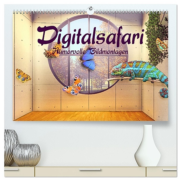 Digitalsafari - humorvolle Bildmontagen (hochwertiger Premium Wandkalender 2025 DIN A2 quer), Kunstdruck in Hochglanz, Calvendo, Liselotte Brunner-Klaus