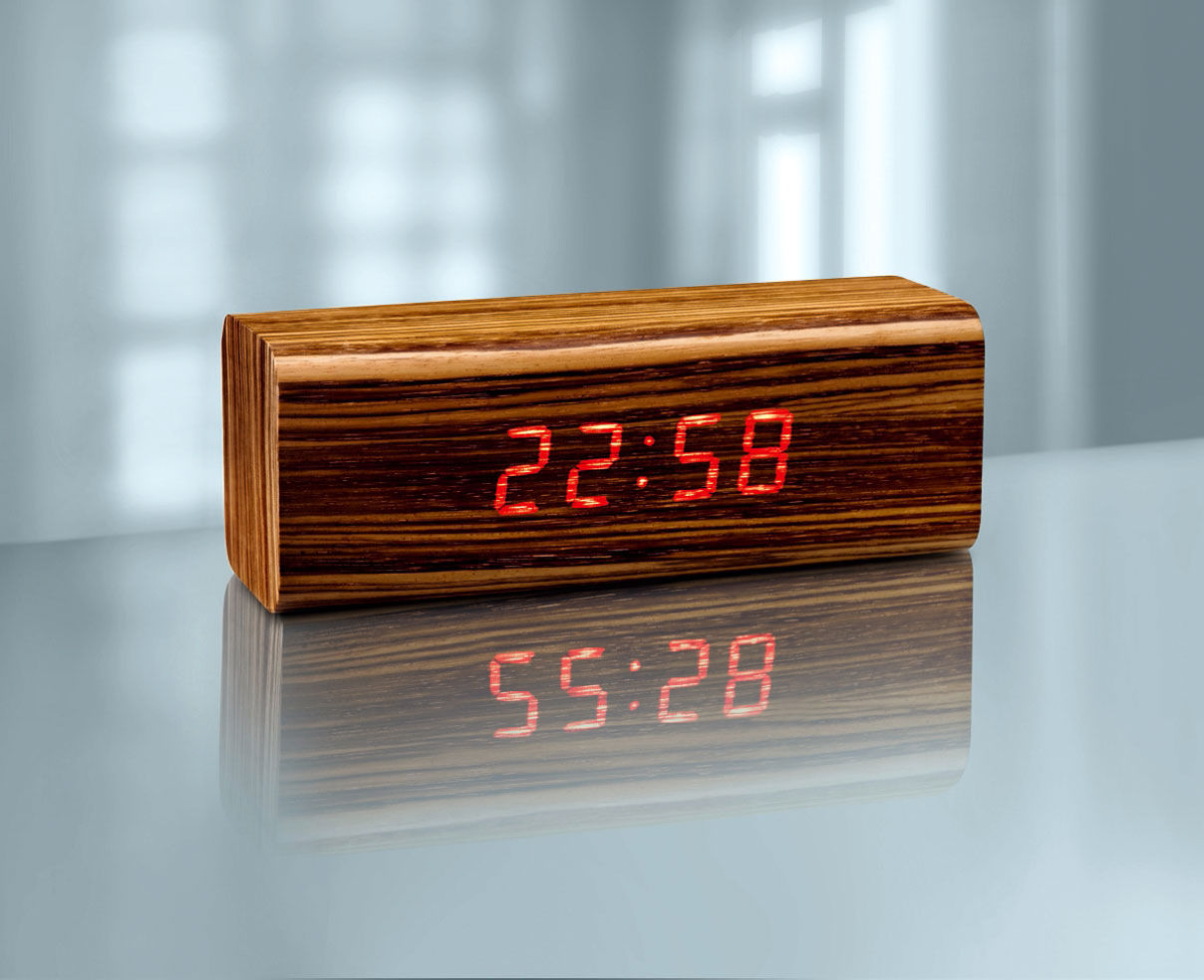 Personalisierte Digitale Uhr aus Holz, Holzwecker, Tisch oder Bürouhr -   Österreich