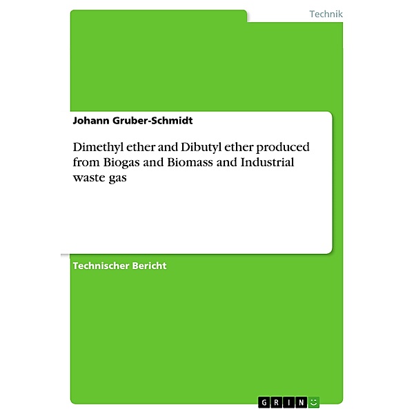 Dimethyl ether and Dibutyl ether produced from Biogas and Biomass and Industrial waste gas, Johann Gruber-Schmidt
