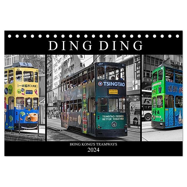 Ding Ding - Hong Kong's Tramways (Tischkalender 2024 DIN A5 quer), CALVENDO Monatskalender, Peter Härlein