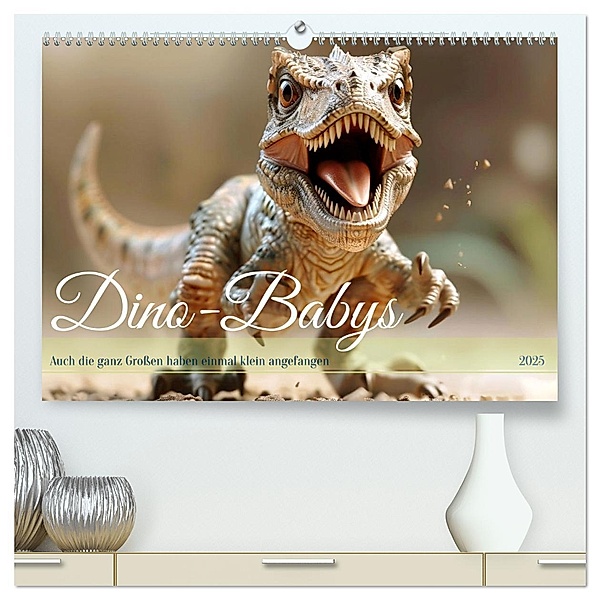 Dino-Babys (hochwertiger Premium Wandkalender 2025 DIN A2 quer), Kunstdruck in Hochglanz, Calvendo, Daniela Tapper