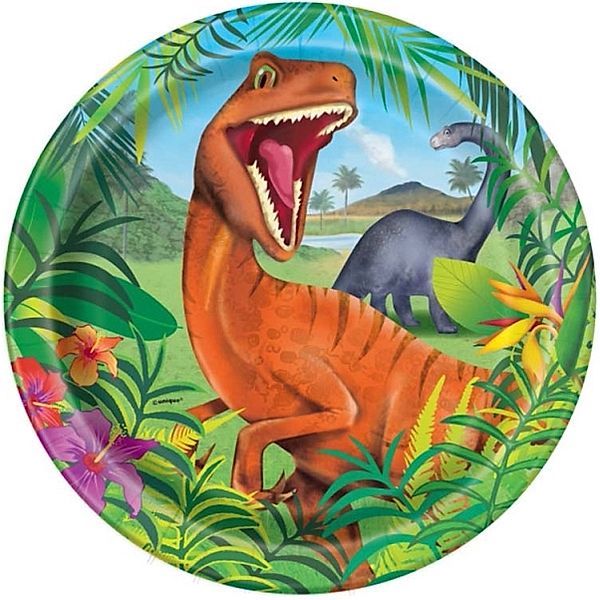 Dinosaurier Pappteller 23 cm 8 Stück