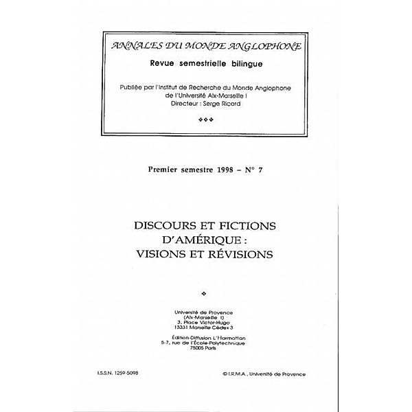 Discours et fictions d'Amerique : visions et revisions / Hors-collection, Collectif