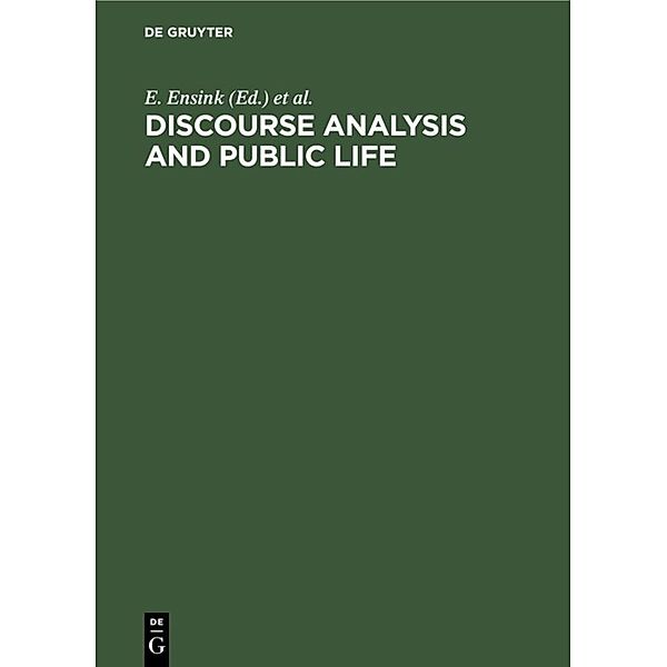 Discourse Analysis and Public Life