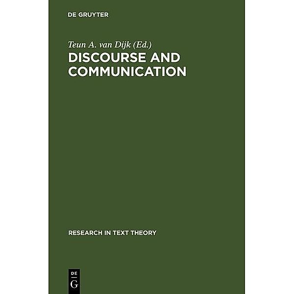 Discourse and Communication / Research in Text Theory Bd.10