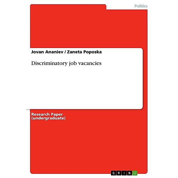 Discriminatory job vacancies, Jovan Ananiev, Zaneta Poposka