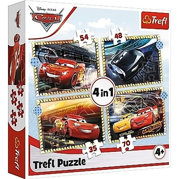 Trefl Disney Cars, 4 in 1 Puzzle (Kinderpuzzle)