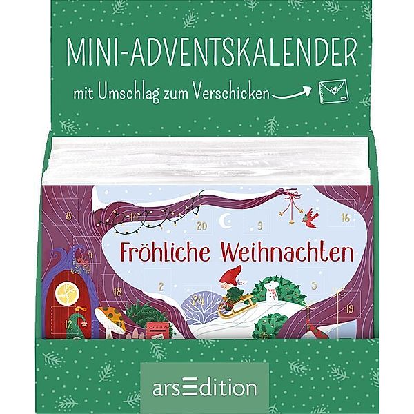 Display Mini-Adventskalender mit Umschlag zum Verschicken WICHTEL