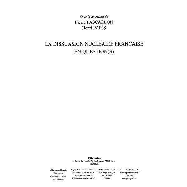 Dissuasion nucleaire francaiseen questi / Hors-collection, Belhai Djelloul