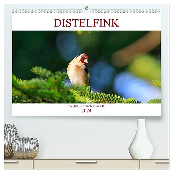 Distelfink (hochwertiger Premium Wandkalender 2024 DIN A2 quer), Kunstdruck in Hochglanz, Anette Jäger