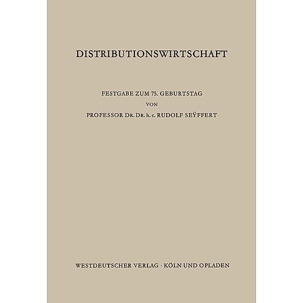 Distributionswirtschaft, Edmund (Hrsg. Sundhoff