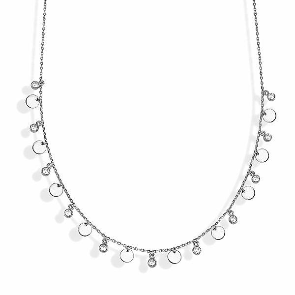 Dkeniz Anhänger mit Kette 925/- Sterling Silber Zirkonia weiß 42 cm + 3cm glänzend