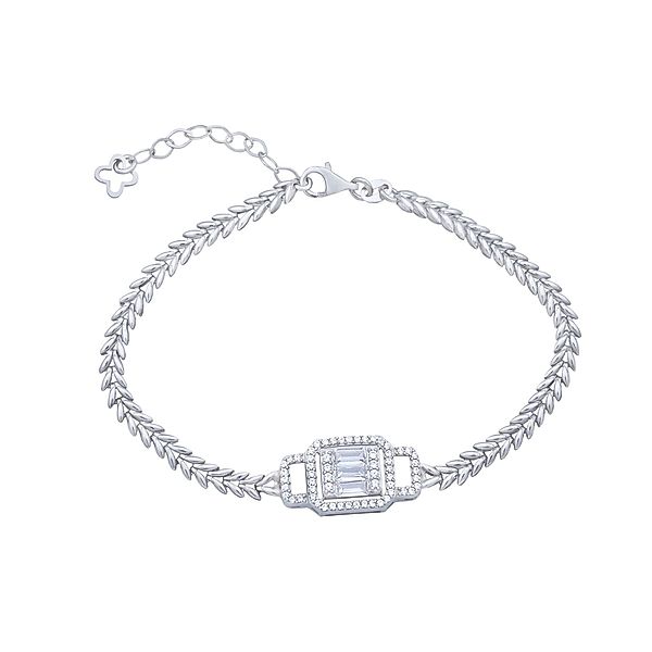 Dkeniz Armband 925/- Sterling Silber Zirkonia weiß 17+4cm Glänzend