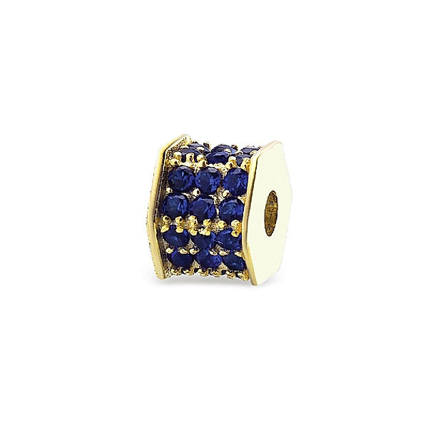 Dkeniz Charm 925/- Sterling Silber Zirkonia blau 0,5cm vergoldet