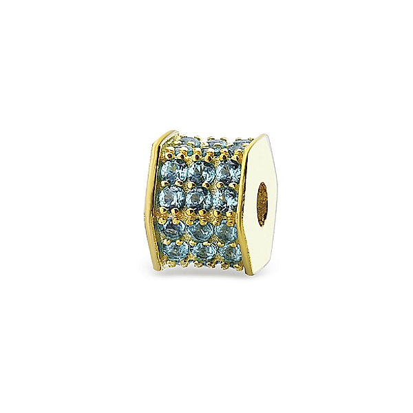 Dkeniz Charm 925/- Sterling Silber Zirkonia blau 0,5cm vergoldet