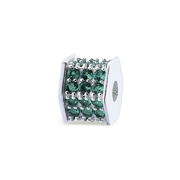 Dkeniz Charm 925/- Sterling Silber Zirkonia grün 0,5cm silberfarben