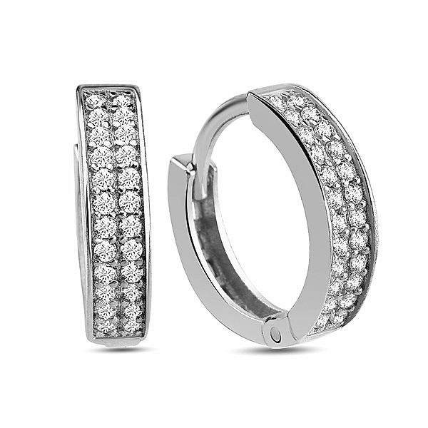 Dkeniz Creolen 925/- Sterling Silber Zirkonia weiß 2 cm glänzend