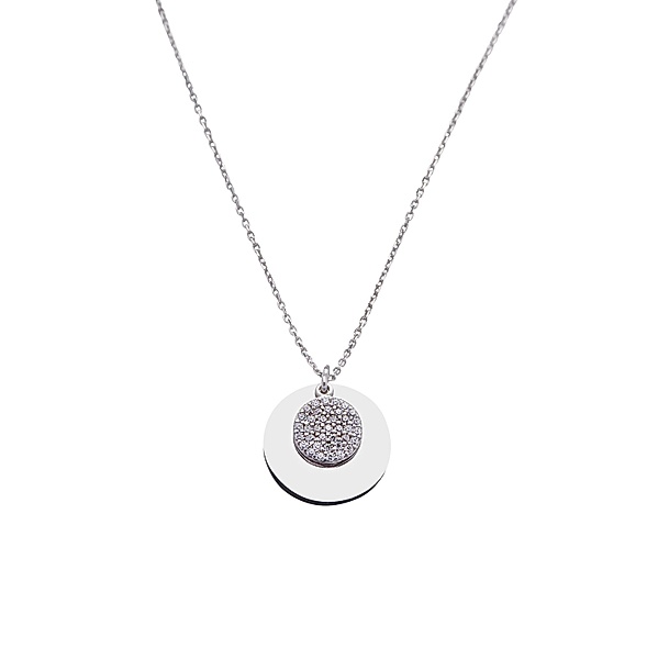 Dkeniz Halskette 925/- Sterling Silber Zirkonia weiß 42+3cm Glänzend