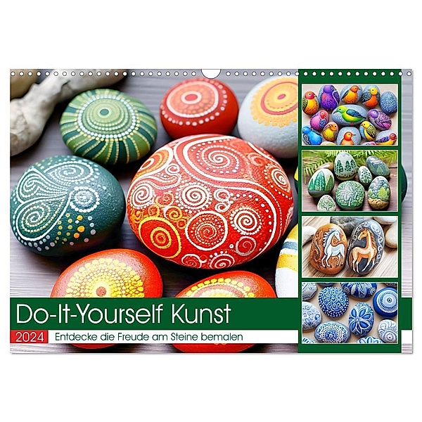 Do-It-Yourself Kunst - Entdecke die Freude am Steine bemalen (Wandkalender 2024 DIN A3 quer), CALVENDO Monatskalender, Anja Frost