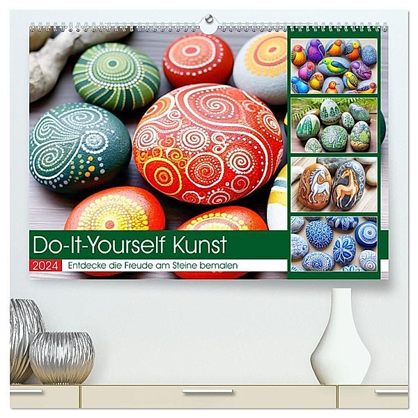 Do-It-Yourself Kunst - Entdecke die Freude am Steine bemalen (hochwertiger Premium Wandkalender 2024 DIN A2 quer), Kunstdruck in Hochglanz, Anja Frost
