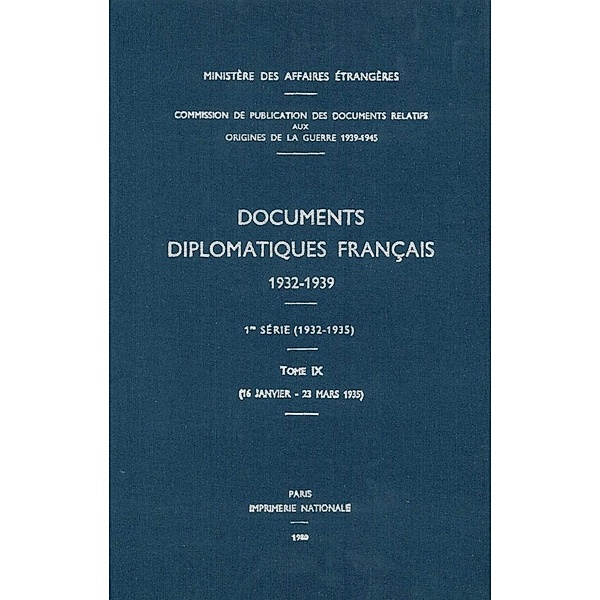 Documents diplomatiques français 1935 - Tome I
