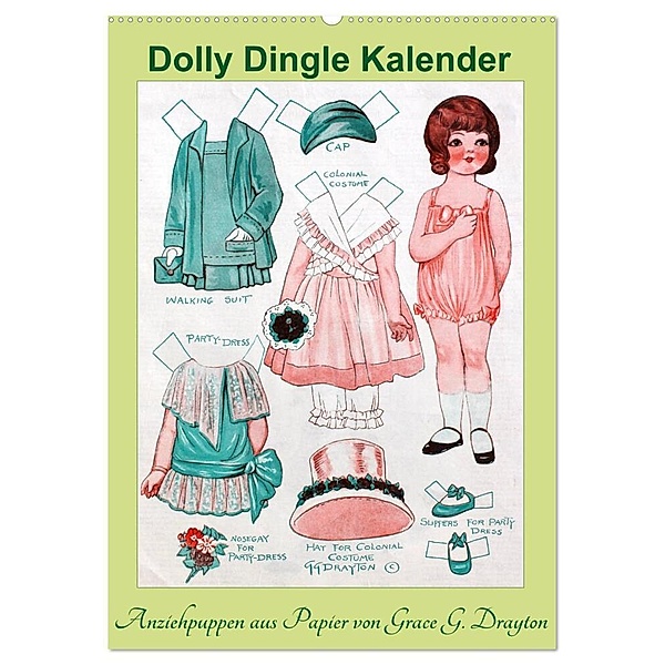 Dolly Dingle Kalender - Anziehpuppen von Grace G. Drayton (Wandkalender 2025 DIN A2 hoch), CALVENDO Monatskalender, Calvendo, Karen Erbs