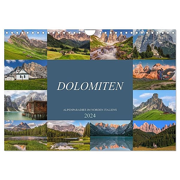 Dolomiten, Alpenparadies im Norden Italiens (Wandkalender 2024 DIN A4 quer), CALVENDO Monatskalender, Joana Kruse