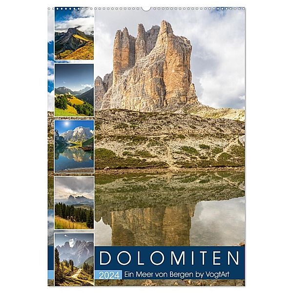 Dolomiten, ein Meer aus Bergen by VogtArt (Wandkalender 2024 DIN A2 hoch), CALVENDO Monatskalender, VogtArt