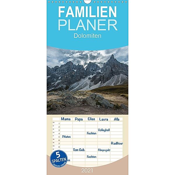 Dolomiten - Familienplaner hoch (Wandkalender 2021 , 21 cm x 45 cm, hoch), Roman Burri