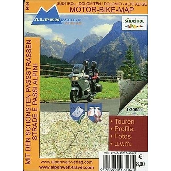 Dolomiten - Südtirol, Motor-Bike-Map. Dolomiti - Alto Adige, Motor-Bike-Map