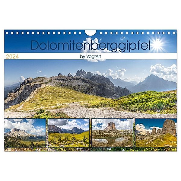 Dolomitenberggipfel (Wandkalender 2024 DIN A4 quer), CALVENDO Monatskalender, VogtArt