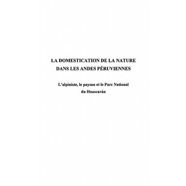 Domestication de la nature dans les ande / Hors-collection, Walter Doris
