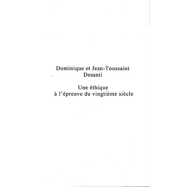 Dominique et jean-toussaint desanti / Hors-collection, Trespeuch Anna