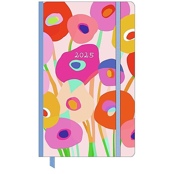 Dominique Vari Blossom - Wochen-Notizkalender groß 2025 - Taschen-Kalender 13x21 cm - mit Verschlussband & Falttasche - Weekly