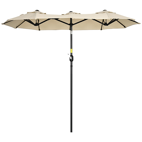 Doppelseitiger Sonnenschirm mit Winddach grau (Farbe: braun)