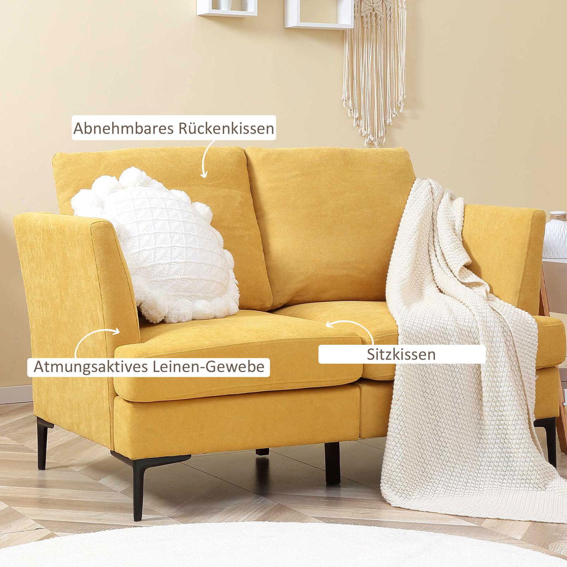 Doppelsofa mit Sitzkissen gelb Farbe: gelb | Weltbild.de