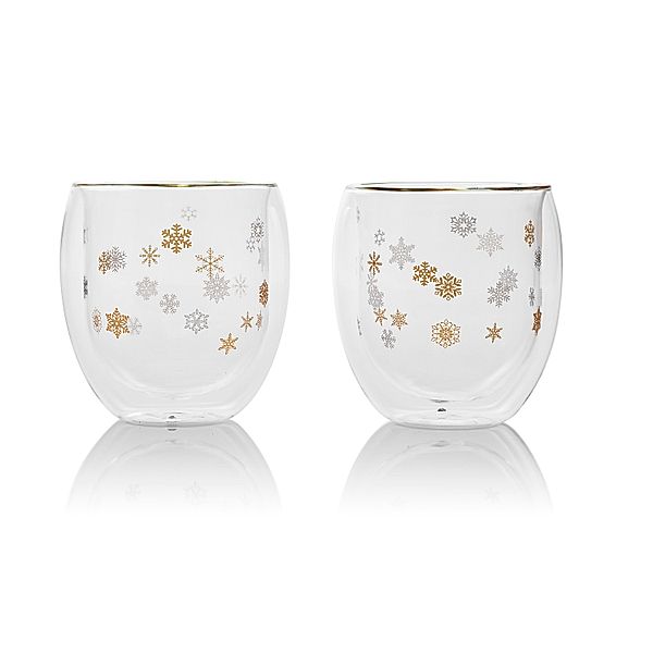 Doppelwandige Gläser „Schneeflöckchen“, 2er Set