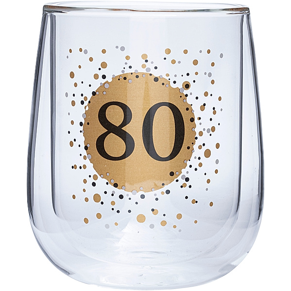 Doppelwandiges Glas (Typ: 80. Geburtstag)