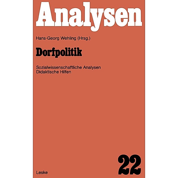 Dorfpolitik / Analysen Bd.22, Hans-Georg Wehling