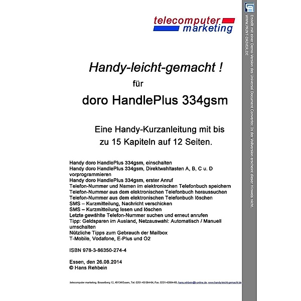doro HandlePlus 334gsm leicht-gemacht, Hans Rehbein