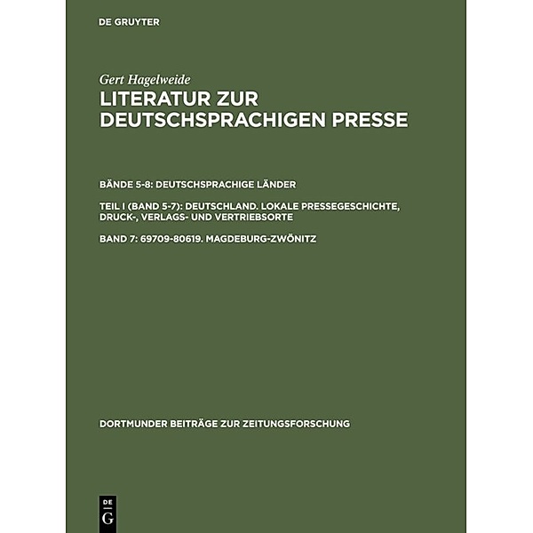 Dortmunder Beiträge zur Zeitungsforschung / 35/7 / 69709-80619. Magdeburg-Zwönitz
