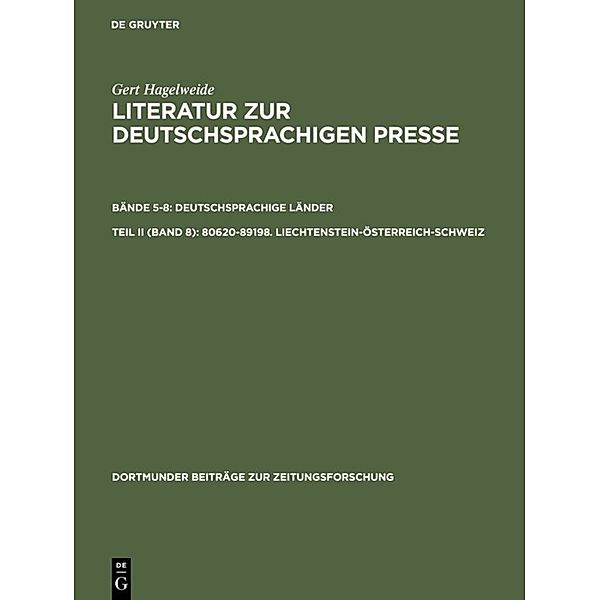 Dortmunder Beiträge zur Zeitungsforschung / 35/8 / 80620-89198. Liechtenstein-Österreich-Schweiz