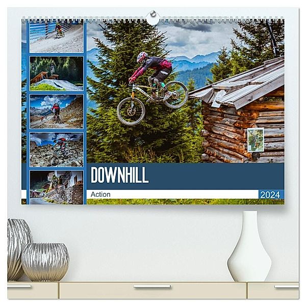 Downhill Action (hochwertiger Premium Wandkalender 2024 DIN A2 quer), Kunstdruck in Hochglanz, Dirk Meutzner